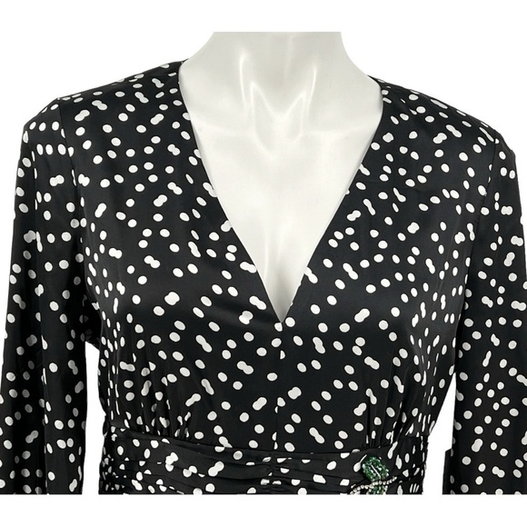 Betsey Johnson Polka Dot Beaded Hi-low Ruffle Midi Length Wrap dress sz 8 new - Picture 3 of 11